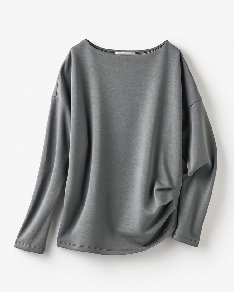 シルキーダンボール・ボートネック 詳細画像 カーキグレー 4