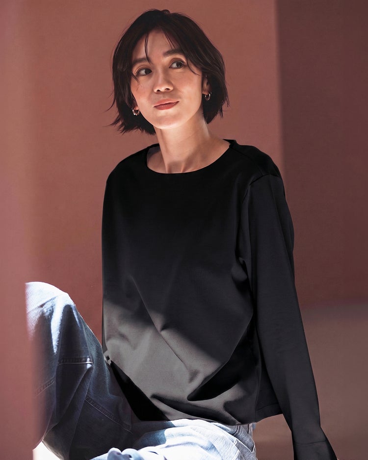 ワイドフォルム／長袖・ドゥクラッセTシャツ 詳細画像 ピュアブラック 1