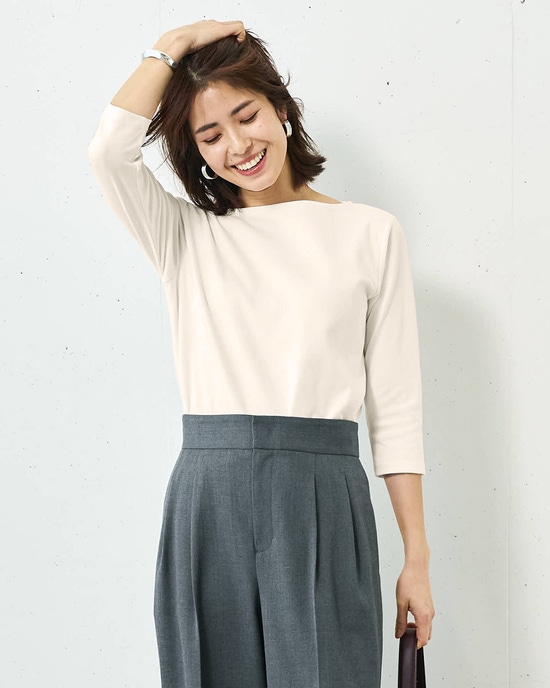 ボートネックN／7分袖・DoT