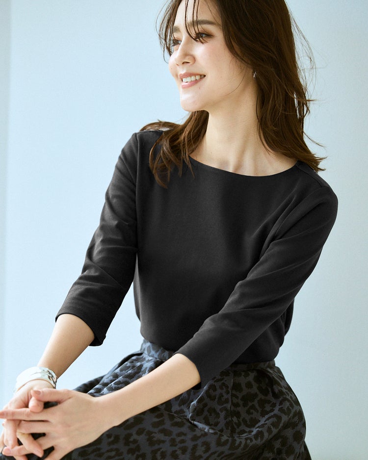 ボートネックN／7分袖・DoT 詳細画像 ブラック 1