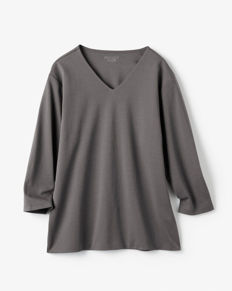 VネックN／7分袖・DoT 詳細画像 チャコール 2