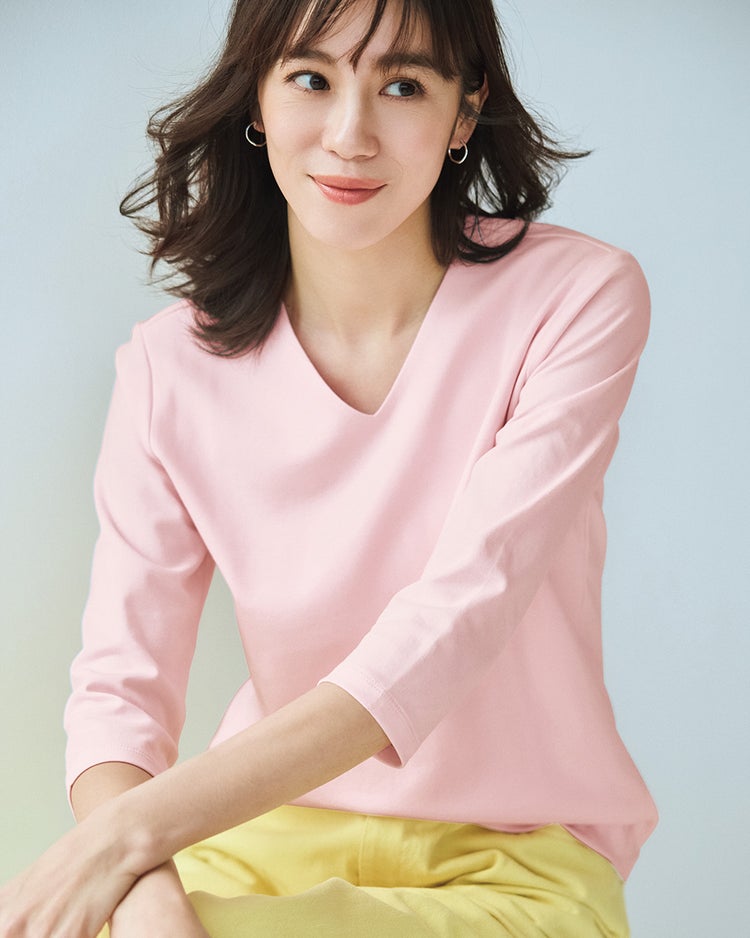 VネックN／7分袖・ドゥクラッセTシャツ 詳細画像 ソフトピンク 1