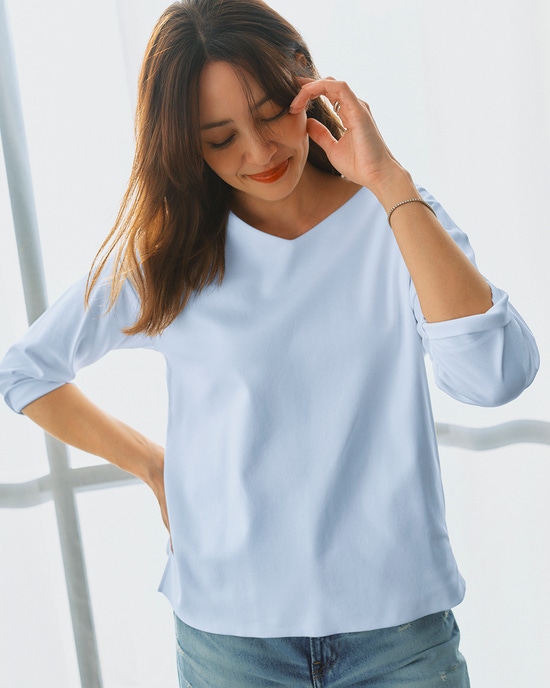 VネックN/7分袖・DoT