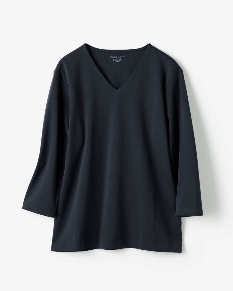 VネックN／7分袖・DoT 詳細画像 ミッドナイトブルー 2