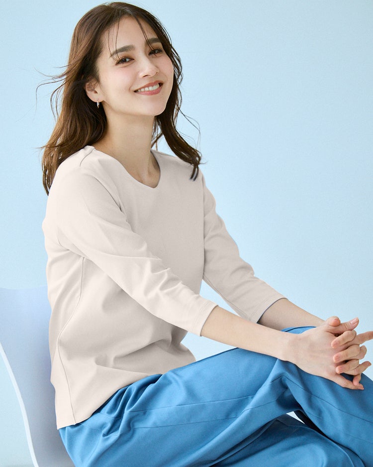 ジュエルネックN／7分袖・DoT 詳細画像 ライトグレー 1