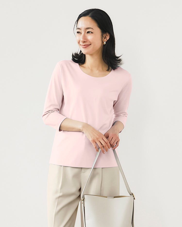 ジュエルネックN／7分袖・ドゥクラッセTシャツ 詳細画像 ソフトピンク 1