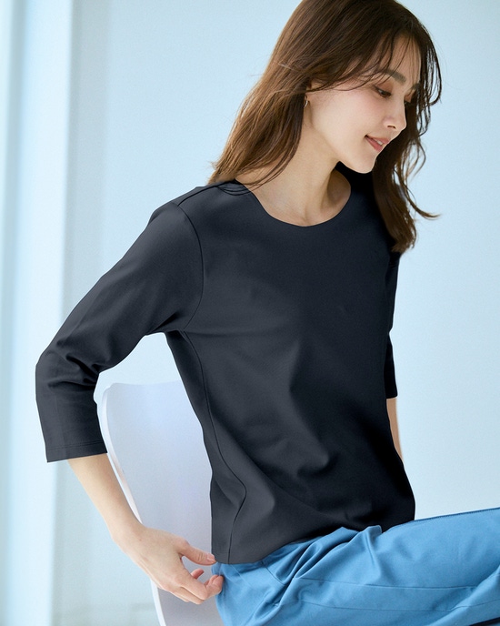 ジュエルネックN/7分袖・ドゥクラッセTシャツ