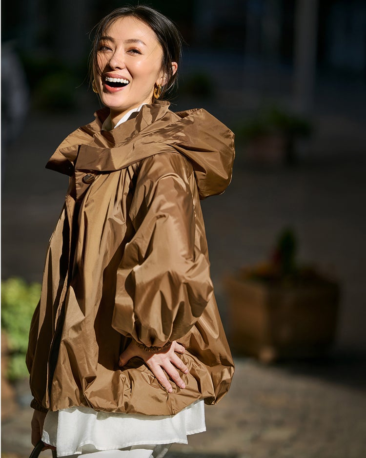 スタンドフリル・タフタフーディブルゾン 詳細画像 ダークベージュ 1