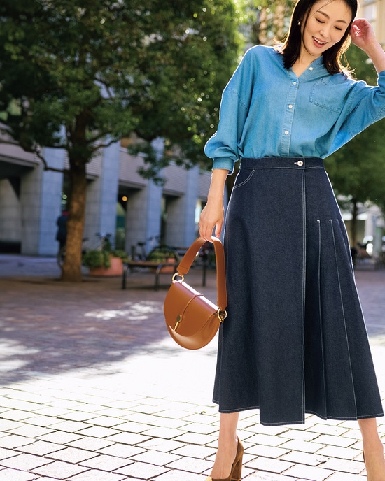 アシメタック・ラップ風デニムスカート