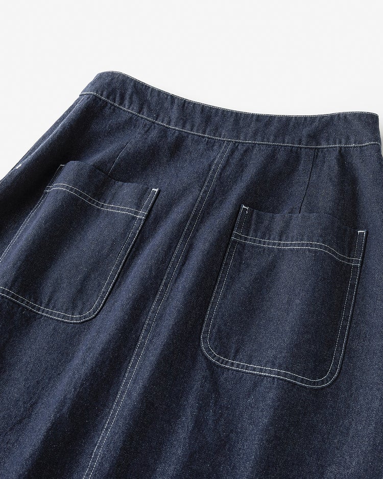 アシメタック・ラップ風デニムスカート 詳細画像 インディゴ 7