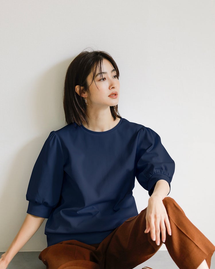 コットンポンチ・ パフ袖プルオーバー 詳細画像 ネイビー 1