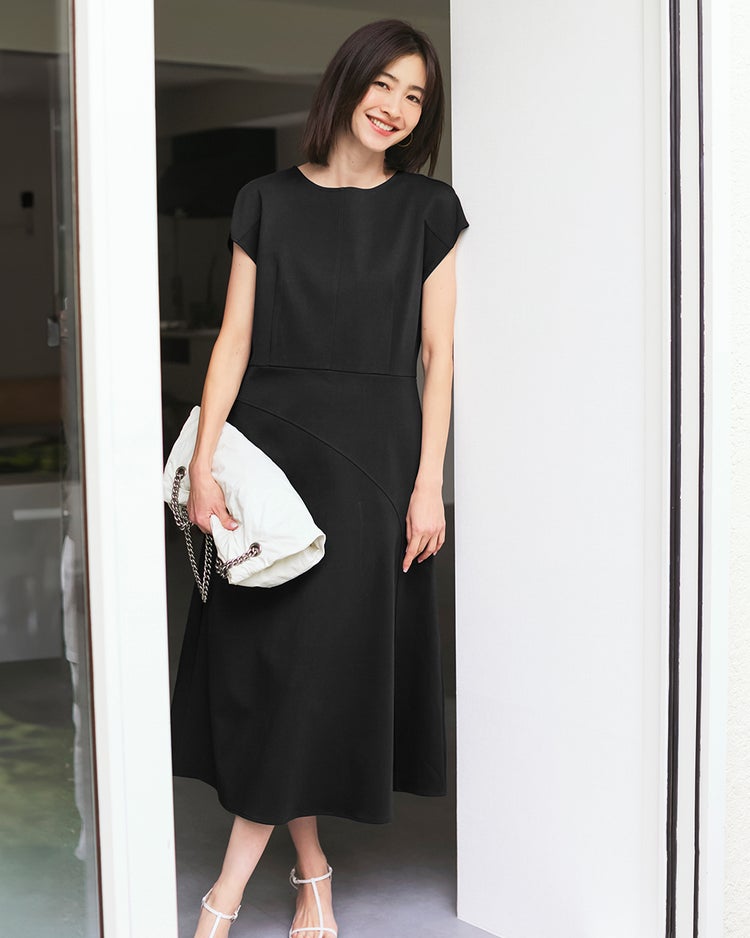 コットンポンチ・構築フレアワンピース 詳細画像 ブラック 1