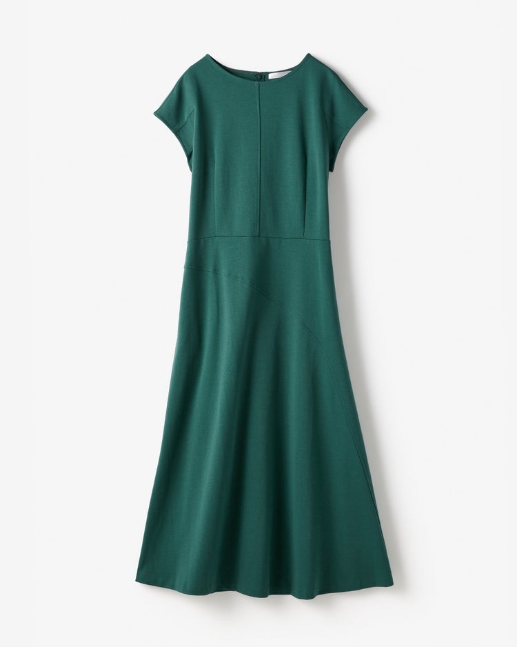 コットンポンチ・構築フレアワンピース 詳細画像 グリーン 3