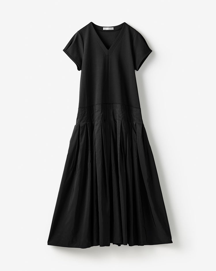 コットンポンチ・異素材デザインワンピース 詳細画像 ブラック 2