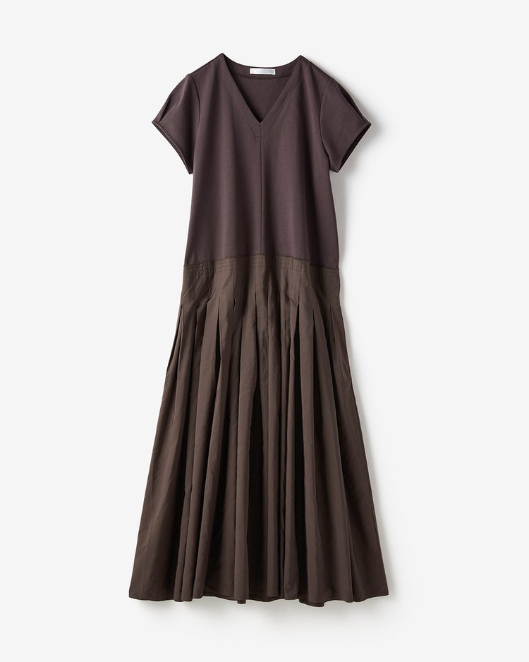 コットンポンチ・異素材デザインワンピース 詳細画像 ブラウン 3