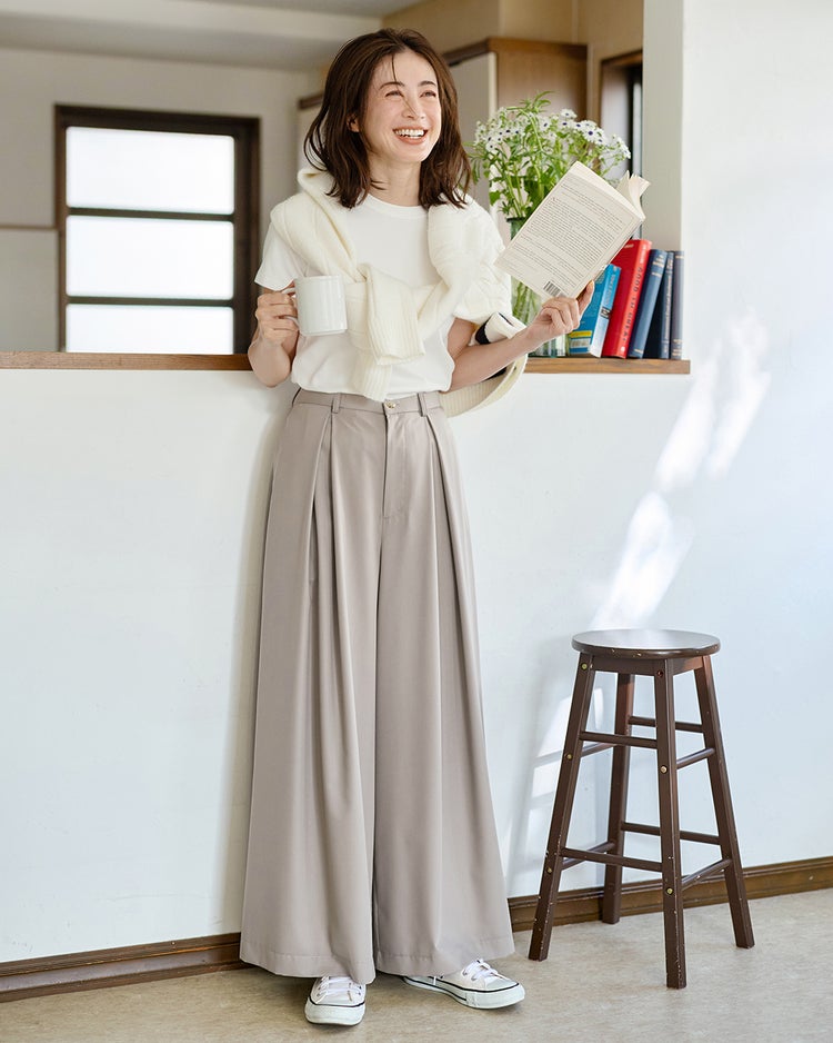 ドライタッチツイル・タックバギーパンツ 詳細画像 グレーベージュ 1