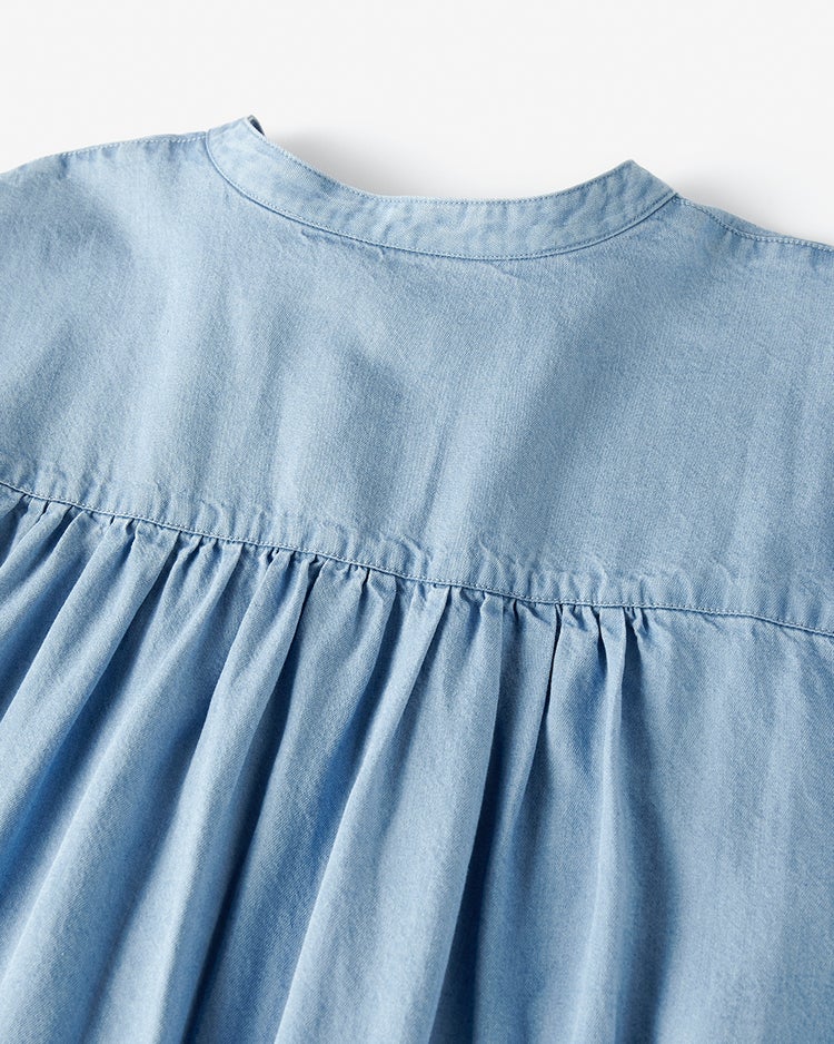 ドレーピーデニム・スキッパーブラウス 詳細画像 ライトインディゴ 4