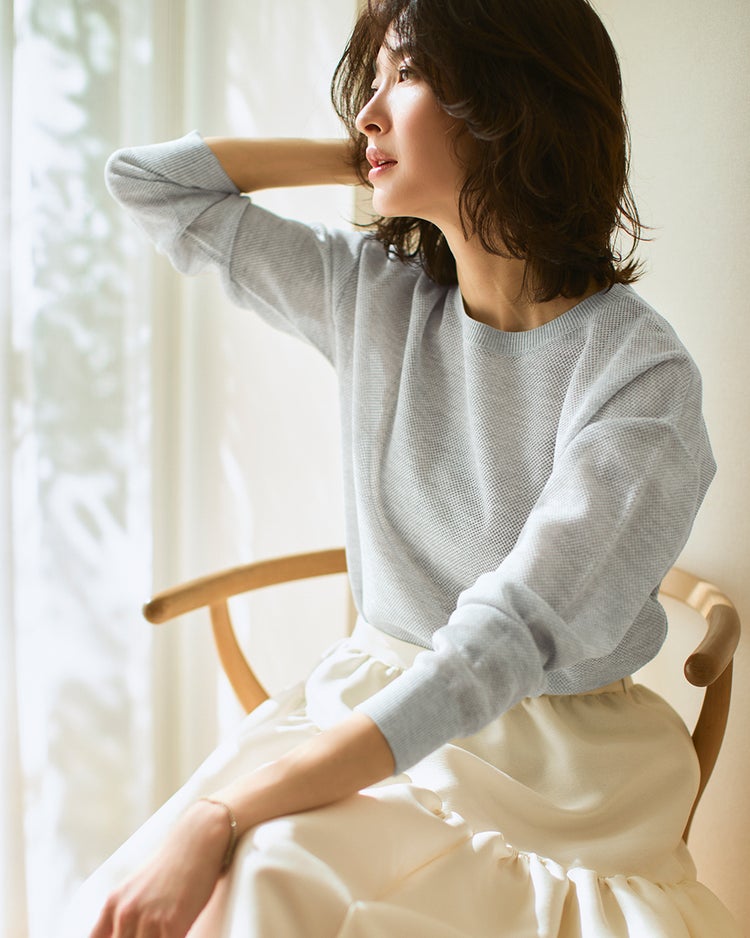 スパークリングニット・クルートップス 詳細画像 ライトグレー 2