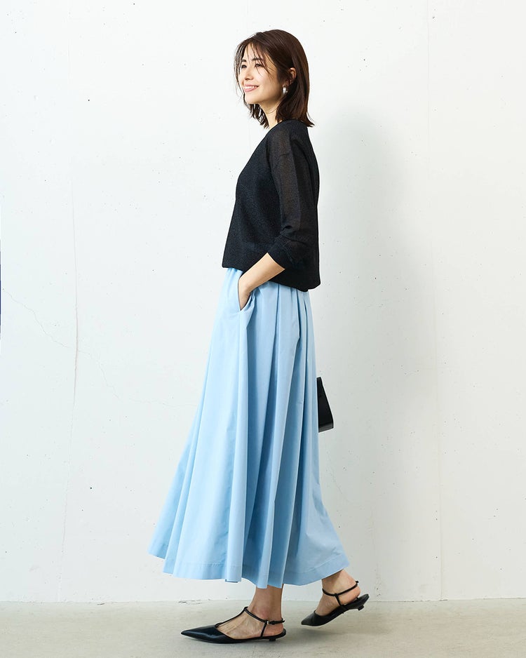 スパークリングニット・クルートップス 詳細画像 ブラック 2