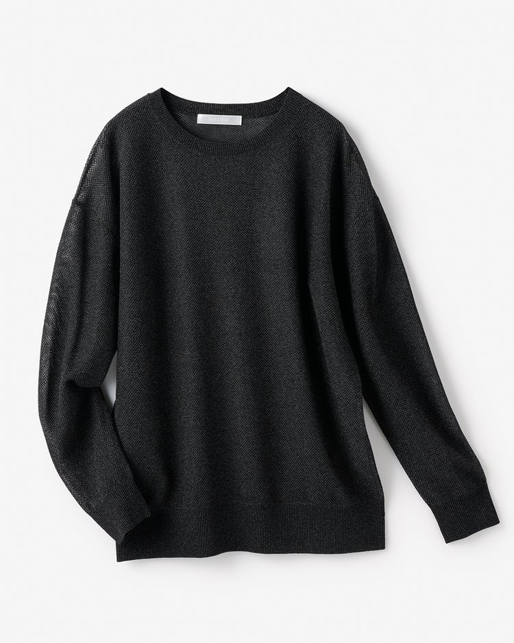 スパークリングニット・クルートップス 詳細画像 ブラック 4