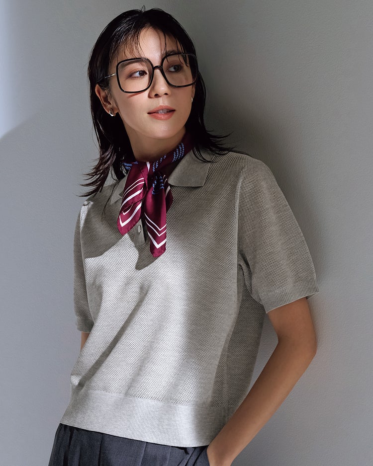 スパークリングニット・ポロシャツ 詳細画像 ライトグレー 1