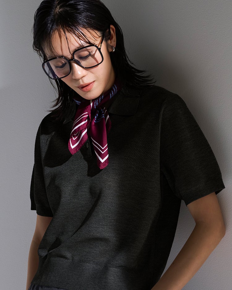 スパークリングニット・ポロシャツ 詳細画像 ブラック 1