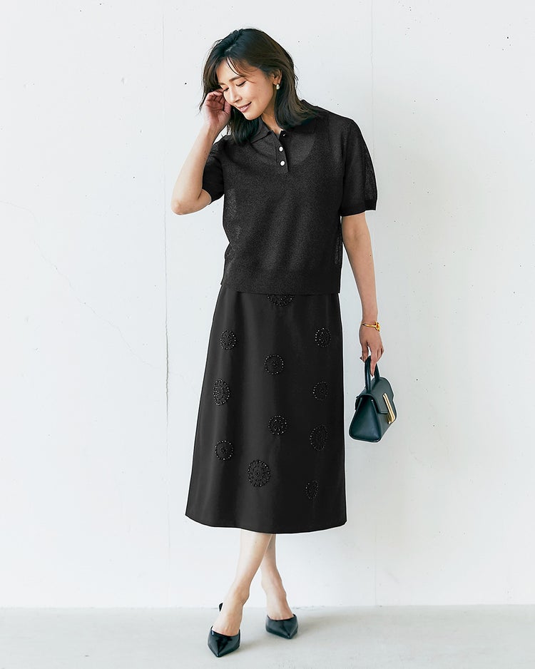 スパークリングニット・ポロシャツ 詳細画像 ブラック 4