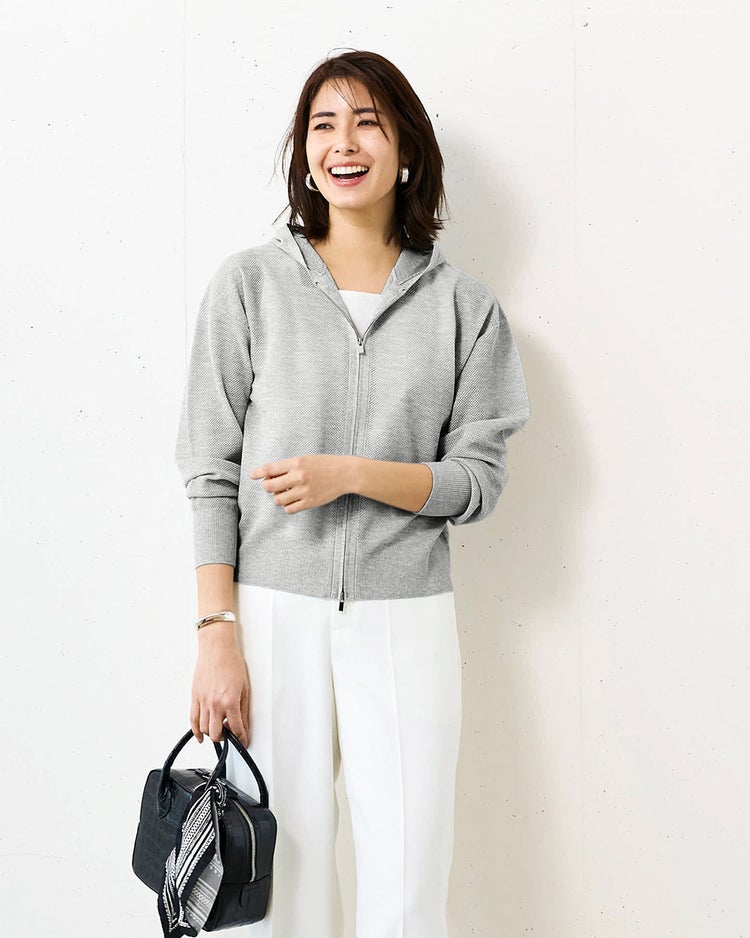 スパークリングニット・ジップパーカー 詳細画像 ライトグレー 2