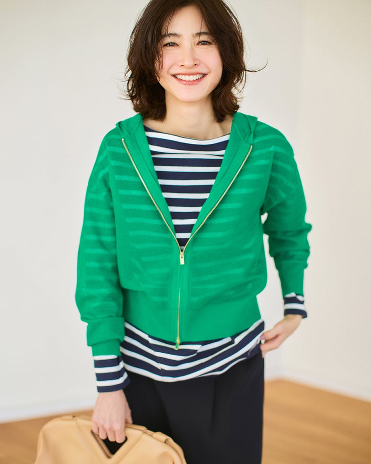 スパークリングニット・ジップパーカー 詳細画像 グリーン 1