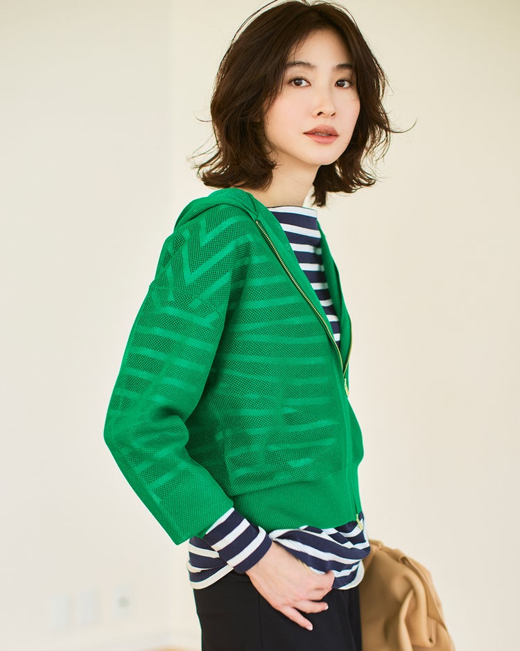 スパークリングニット・ジップパーカー 詳細画像 グリーン 2