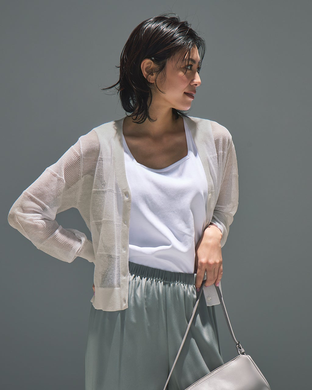 tricot COMME des GARÇONSリネンニットカーディガン　透かし リネン混ニット・透かし編みカーディガン/DoCLASSE