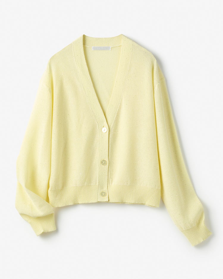 スパンコールドライニット・カーディガン 詳細画像 ペールイエロー 2