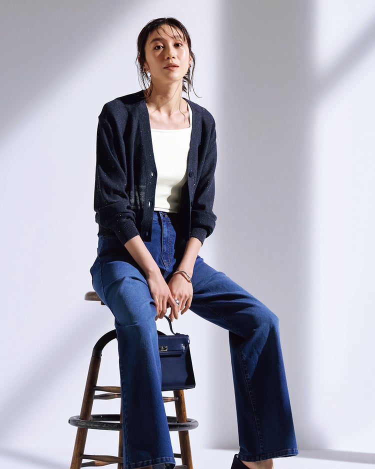 スパンコールドライニット・カーディガン 詳細画像 ネイビー 1