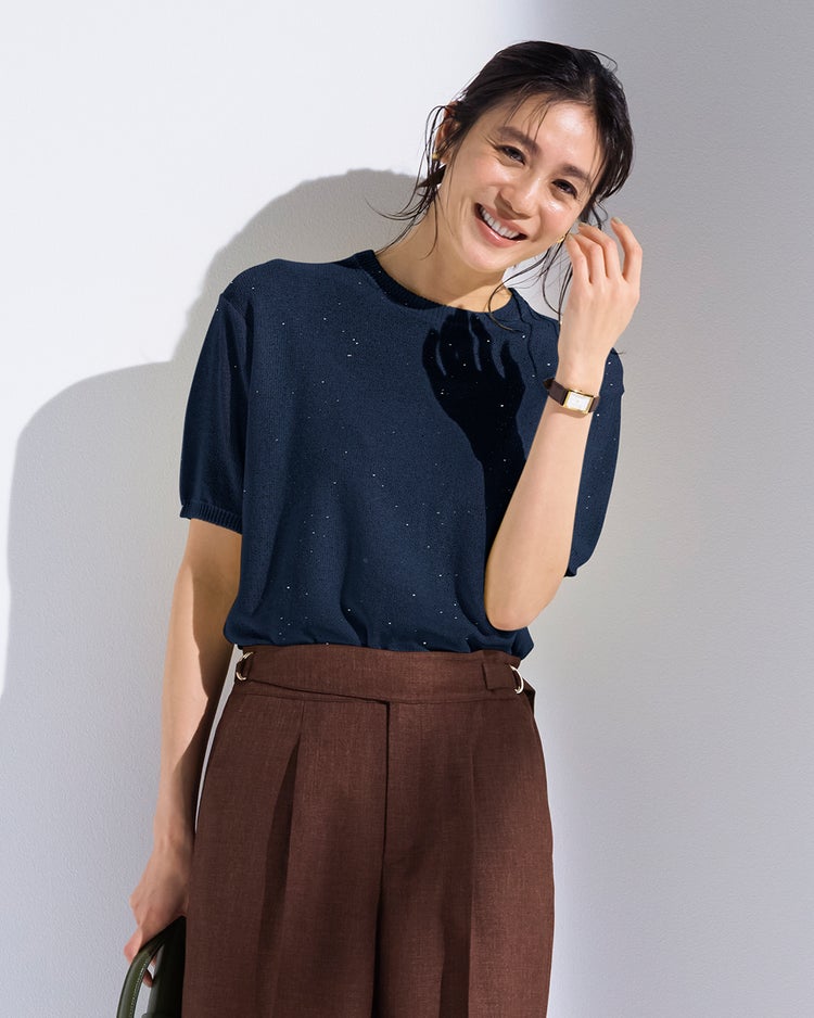 スパンコールドライニット・プルオーバー 詳細画像 ネイビー 1