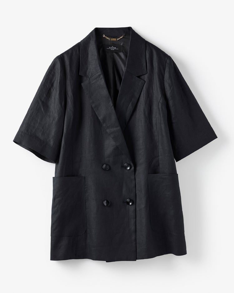 フレンチリネン・ハーフ袖ジャケット 詳細画像 ブラック 3
