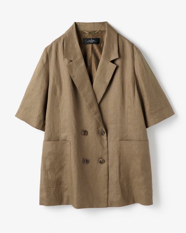 フレンチリネン・ハーフ袖ジャケット 詳細画像 モカ 3