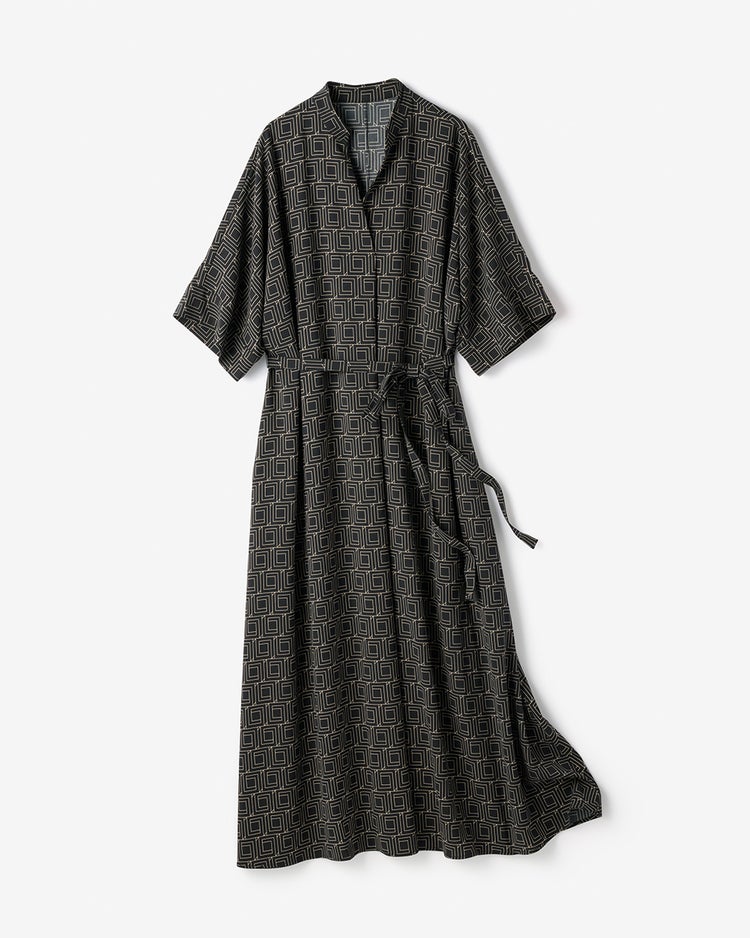 SARARI Air・キーネックドレス／ロング 詳細画像 ブラックパターン 1