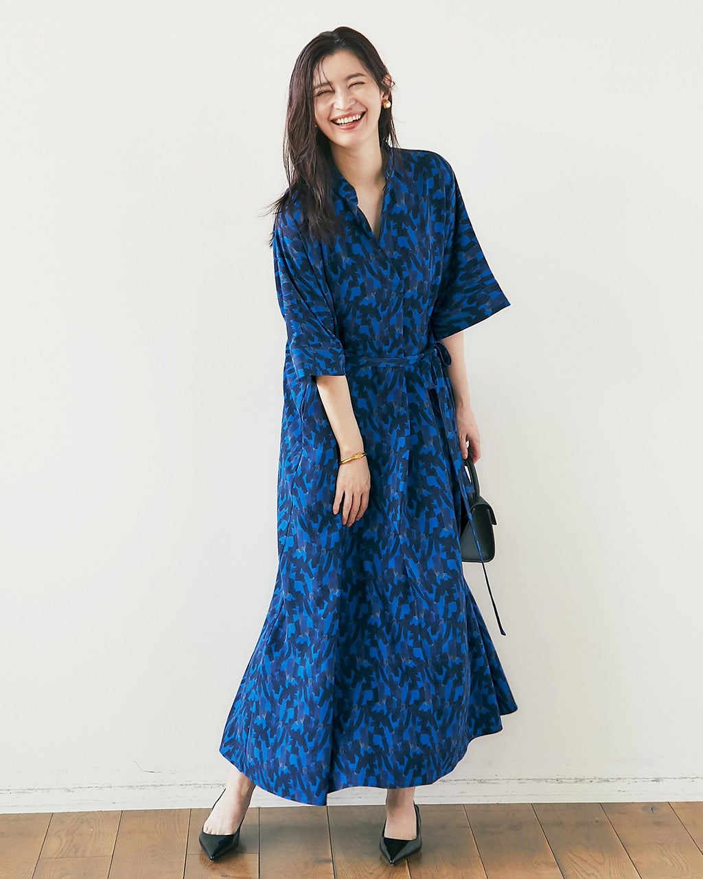 SARARI Air・キーネックドレス／ロング/DoCLASSE