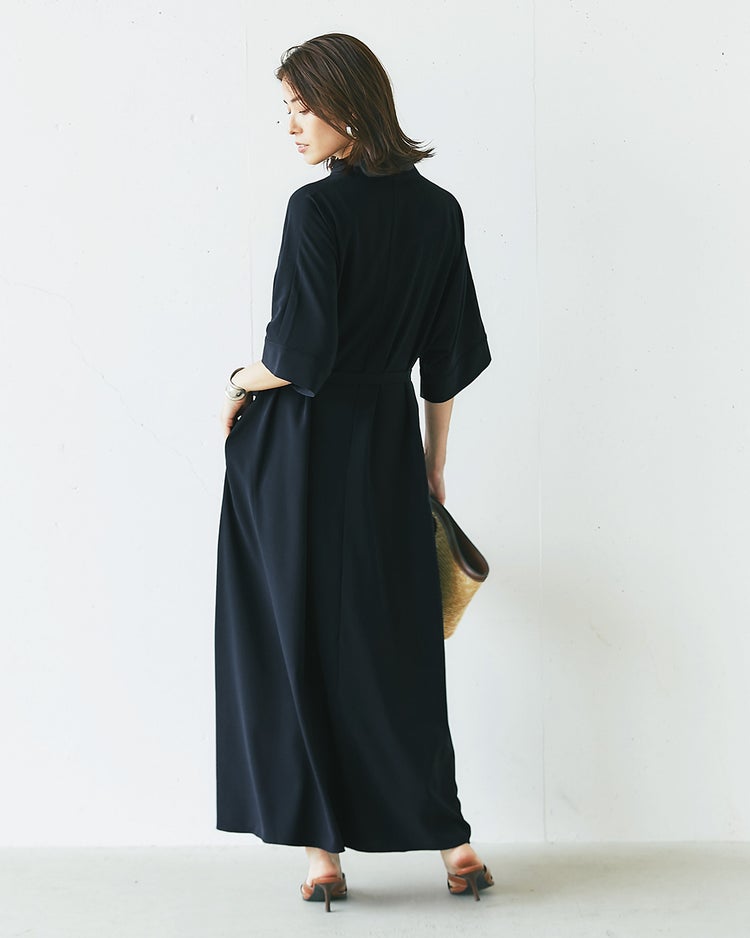 SARARI Air・キーネックドレス／ロング 詳細画像 ミッドナイトブルー 4