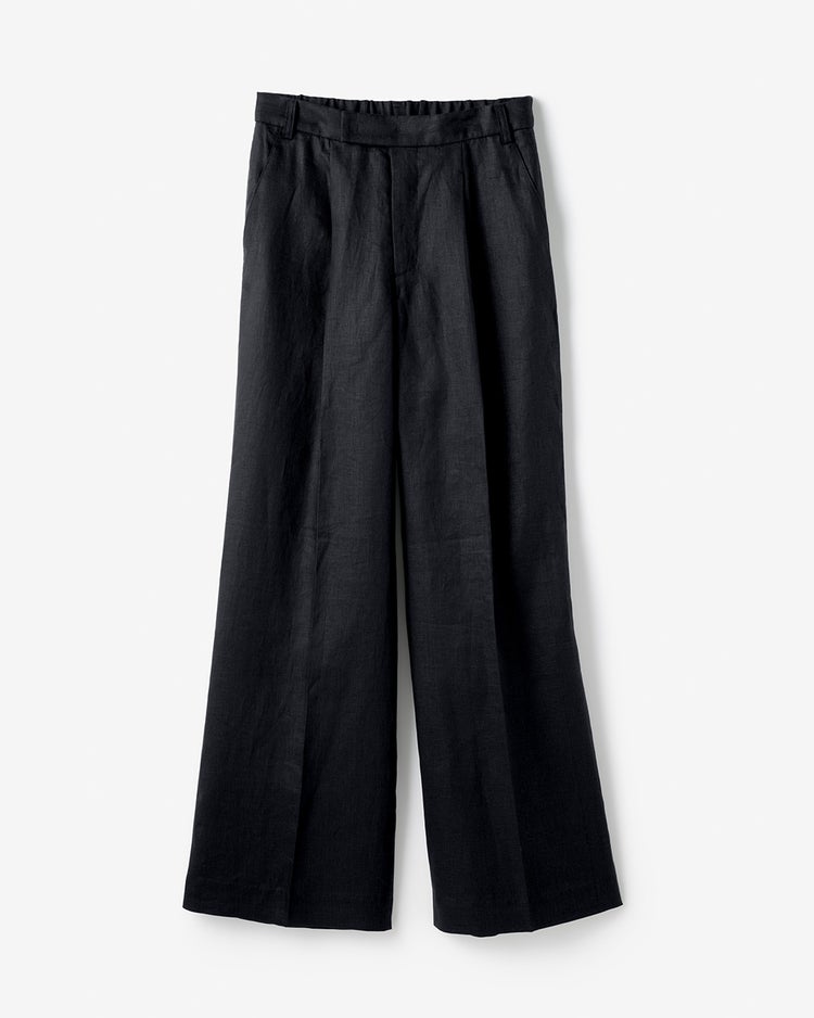 フレンチリネン・タックワイドパンツ 詳細画像 ブラック 2