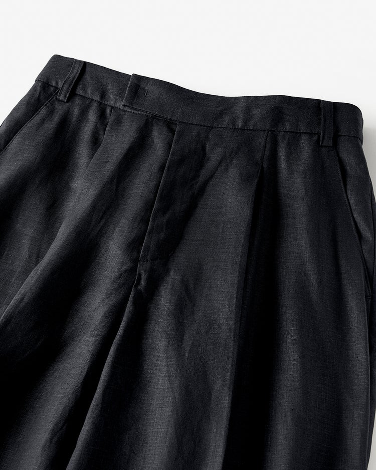 フレンチリネン・タックワイドパンツ 詳細画像 ブラック 3