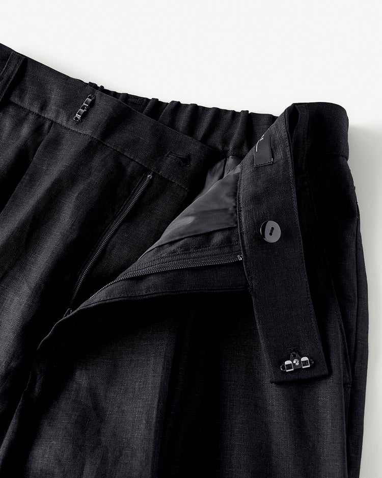 フレンチリネン・タックワイドパンツ 詳細画像 ブラック 4