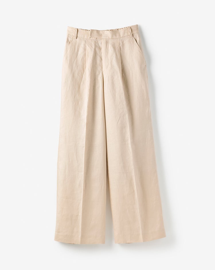 フレンチリネン・タックワイドパンツ 詳細画像 ライトベージュ 2