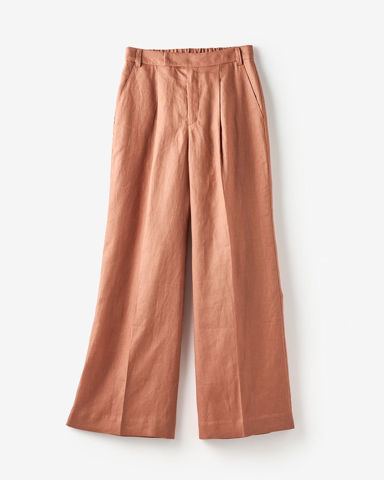 フレンチリネン・タックワイドパンツ 詳細画像 シナモン 2