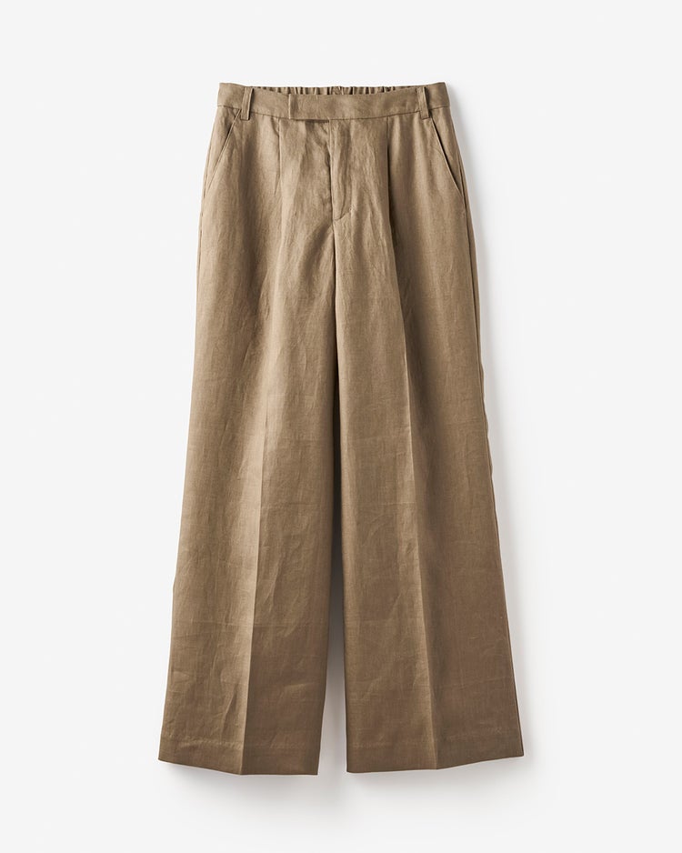 フレンチリネン・タックワイドパンツ 詳細画像 モカ 2