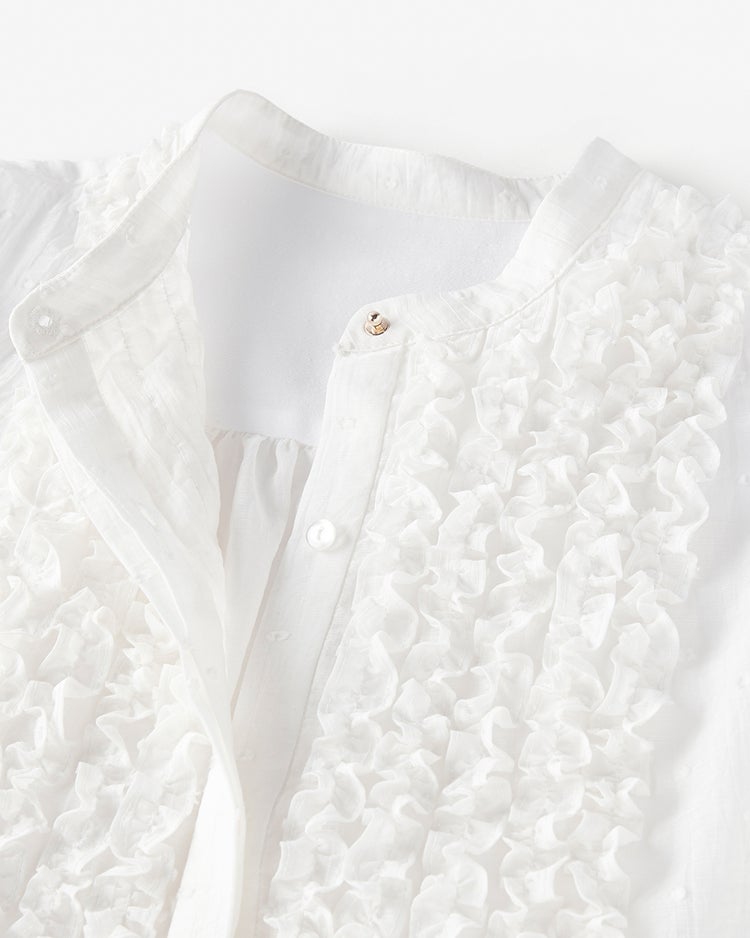 ドットジャカード・フリルブラウス 詳細画像 ホワイト 4