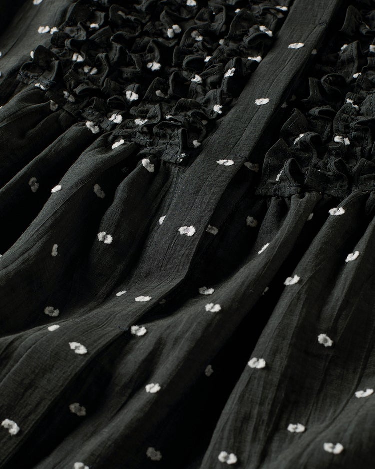 ドットジャカード・フリルブラウス 詳細画像 ブラック 4