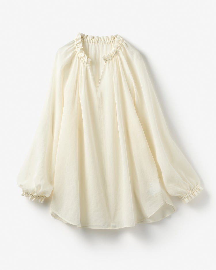 シアーエンボス・ギャザーブラウス 詳細画像 オフホワイト 2