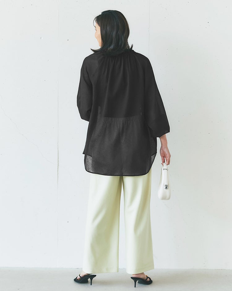 ヴィンテージシアー・ギャザーブラウス 詳細画像 ブラック 4