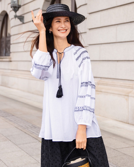 コットンボイル・エンブロイダリーブラウス